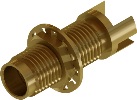 1.85mm Female Bulkhead PCB Edge Launch Connector, .062" PCB Thickness