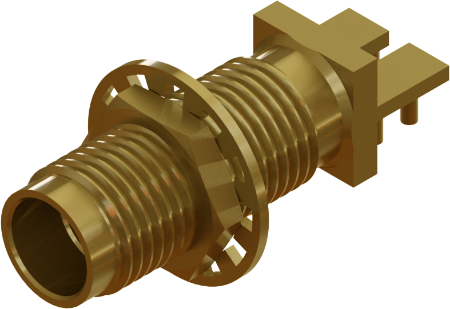 1.85mm Female Bulkhead PCB Edge Launch Connector, 4 Legs