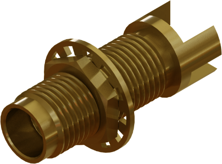 2.4mm Female Bulkhead PCB Edge Launch Connector, .062" PCB Thickness